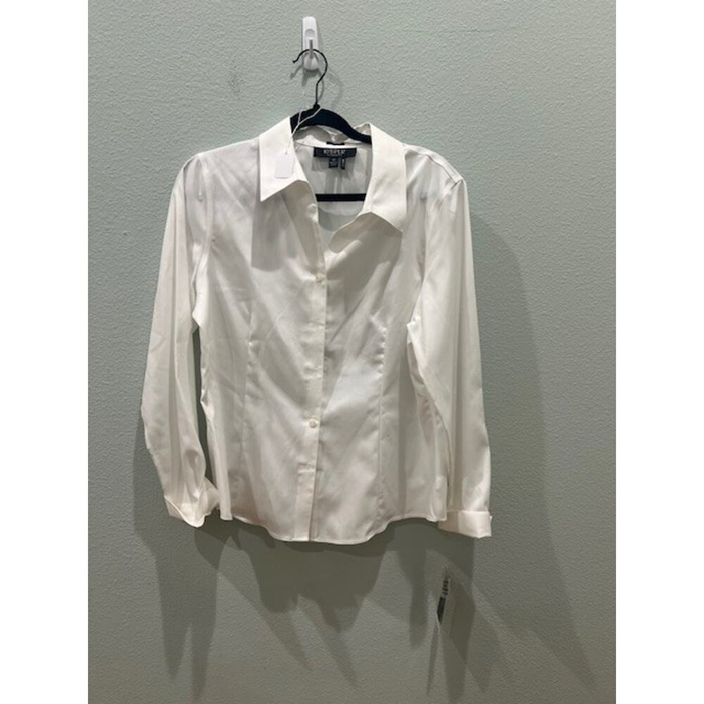 Kasper Separates Woman' Size 12 Non-Iron White Button Down Collared Shirt